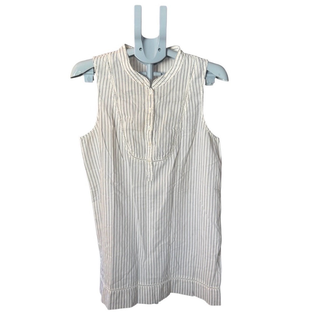 J. Crew White Sleeveless Pinstripe Tunic